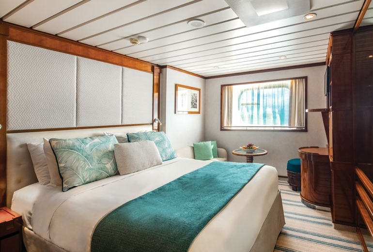 View of a Window Stateroom aboard the luxury small-shop m/s Paul Gauguin