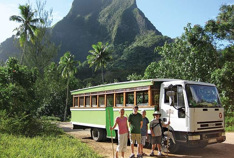 Scenic driving tour through Rarotonga.