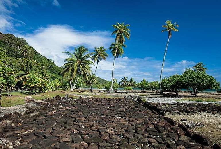 Ancient Aitutaki Ruins called Marae.