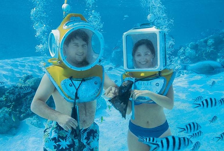 Underwater walking tour in Moorea.