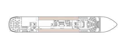 A deck plan of Deck 5 of the m/s Paul Gauguin.