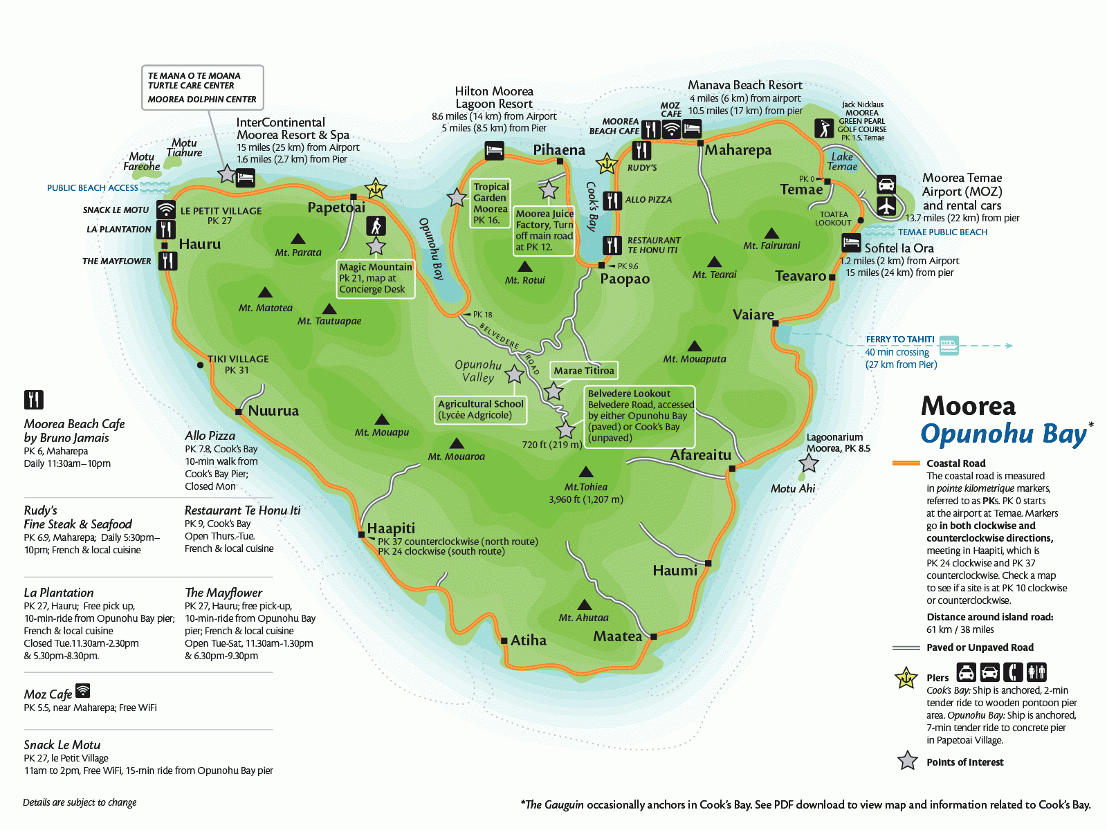 Opunohu Bay Moorea Island Port Map