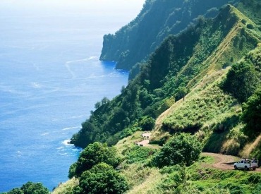 Scenic drive through Fatu Hiva, Marquesas Islands.