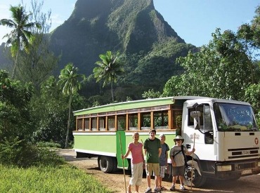 Scenic driving tour through Rarotonga.