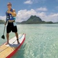 Paddleboarding at our White Sand Beach in Bora Bora